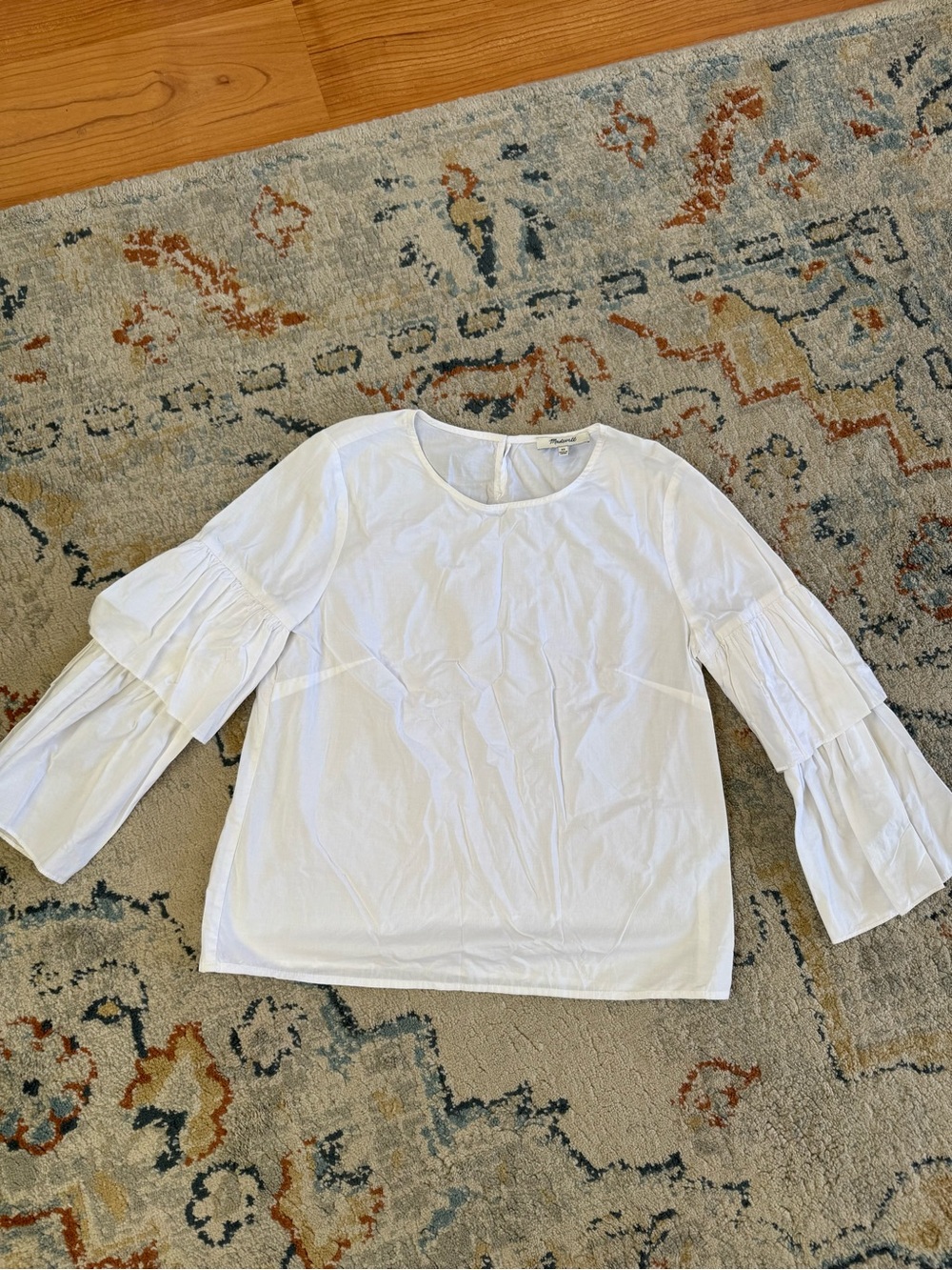 Madewell White Ruffle Sleeve Women's Blouse